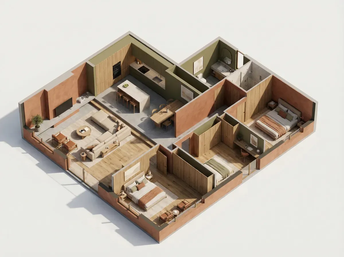 3D architectural floor plan visualization