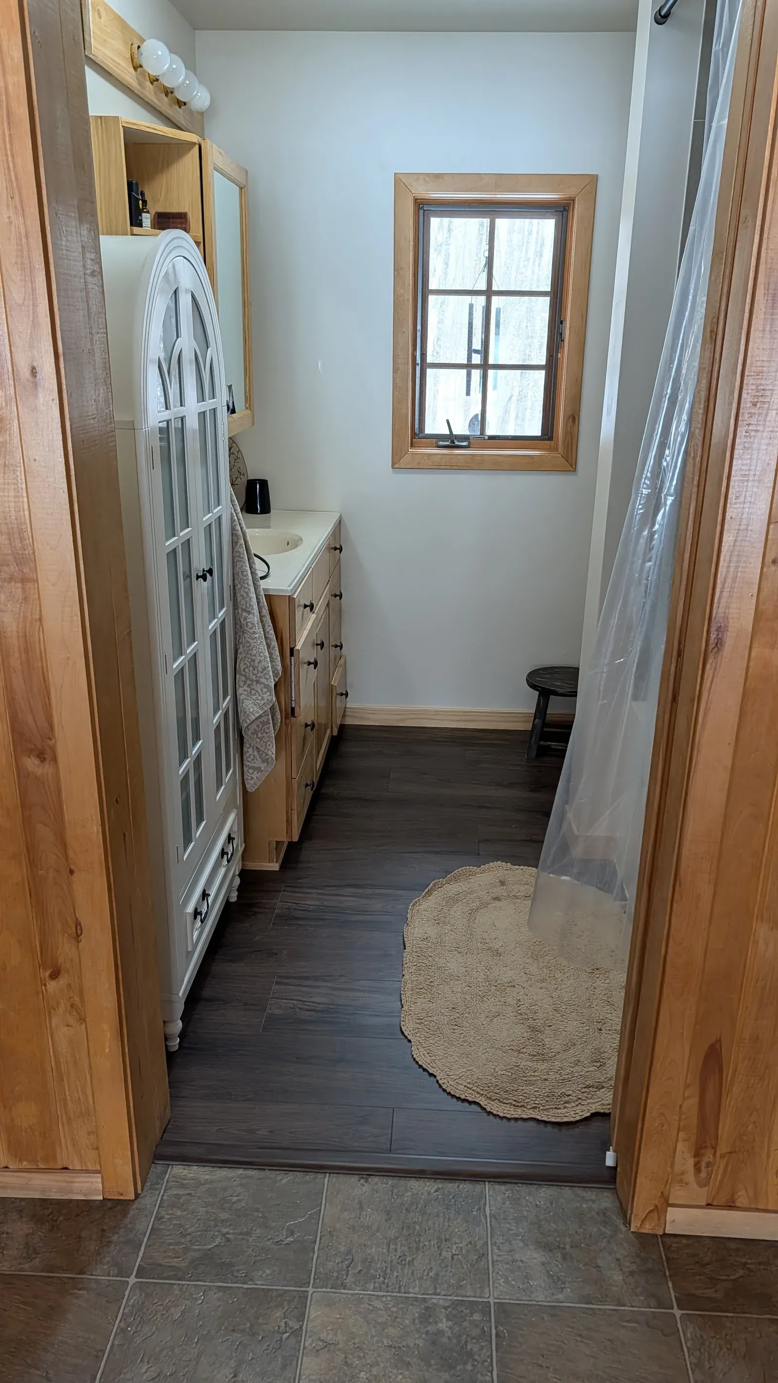 Bathroom detail view of finished fixtures and tile