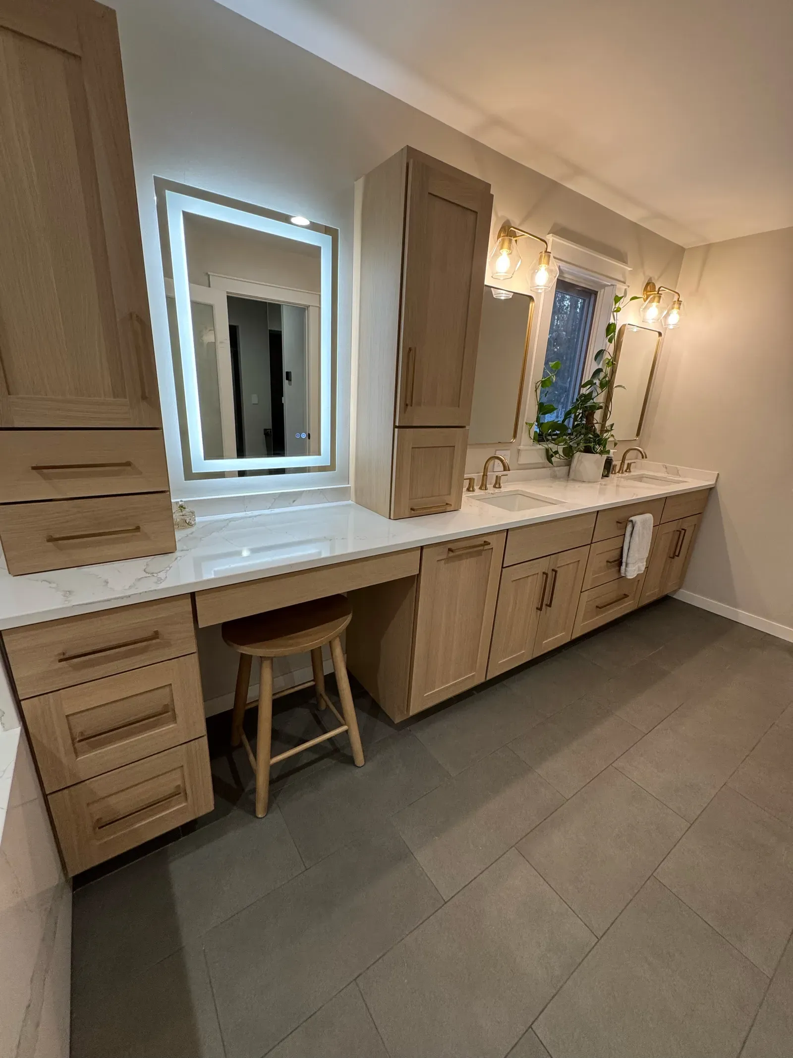 Additional master bathroom view showing completed renovation
